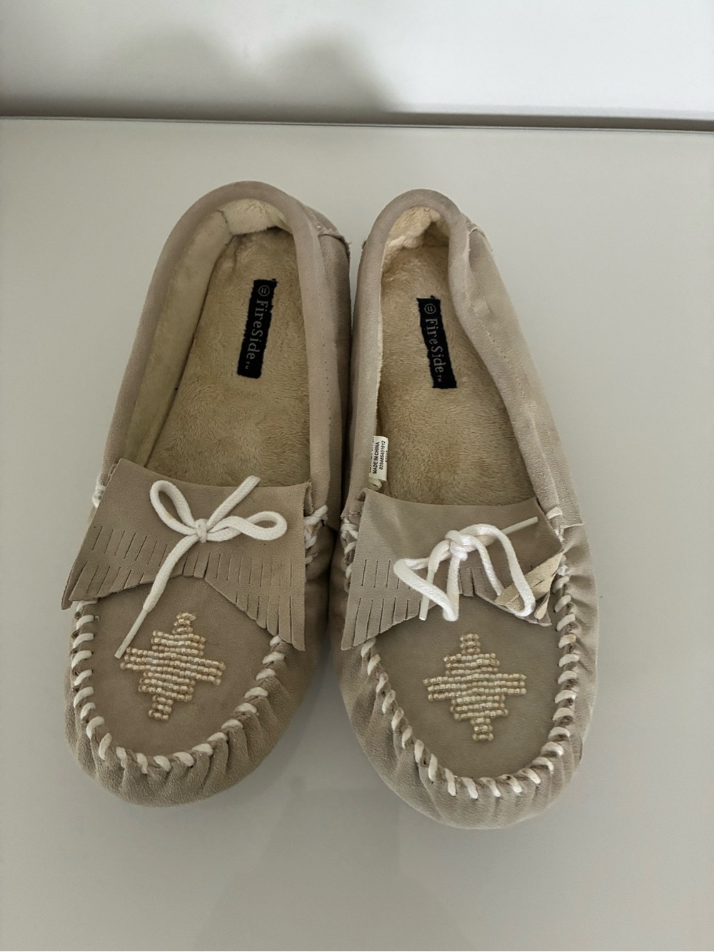 NWOB Women's Fireside by Dearfoams Moccasin Slippers Tan Size 11